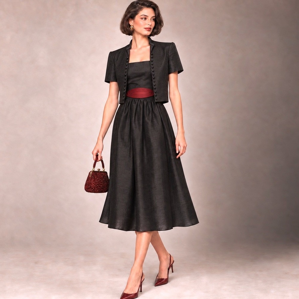 Butterick 3772 80s Revival Fit Flare Sundress Crop Jacket Belt Sz 10 DavidWarren